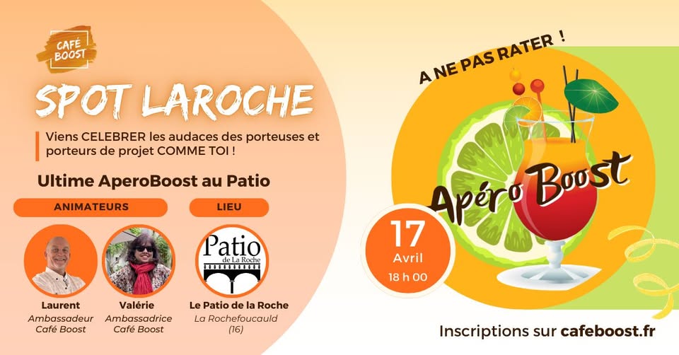 ApéroBoost porteurs de projets - La Rochefoucauld - 17 avril 2025 ApéroBoost porteurs de projets - La Rochefoucauld - 17 avril 2025